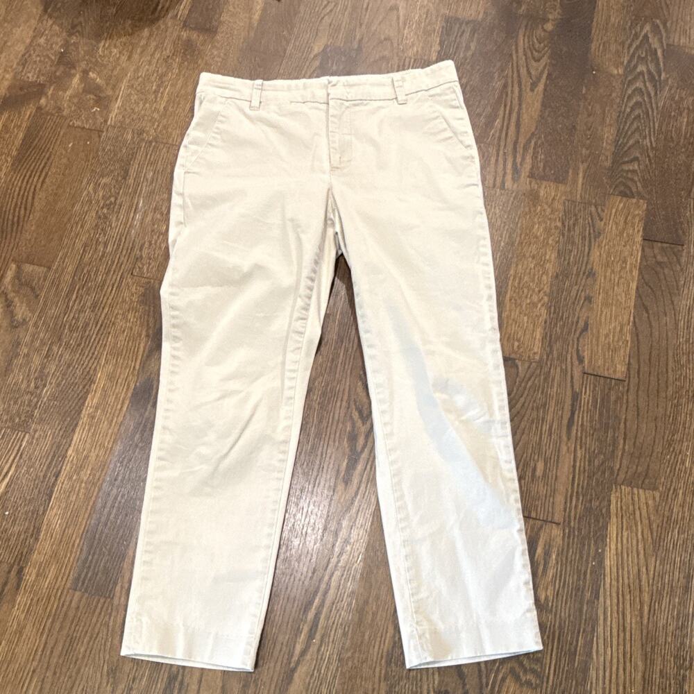 Vince Women’s Beige Solid Chino Pants Flat Front Pockets Size 6 Regular